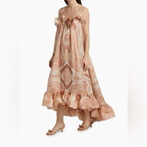 Zimmermann Illuminate Flounce Printed Gown - in Guava color, Size AU1 -US 4-6